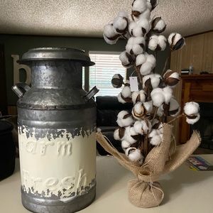 Tin Milk Can & Cotton Tree